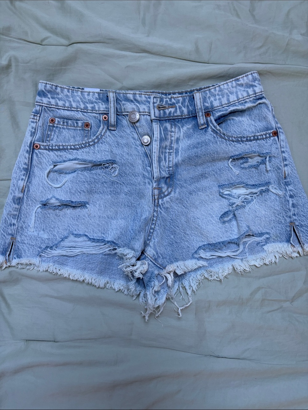 Aeropostale Light Wash Distressed Denim Shorts